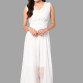 Womens  WHITE V NECK Georgette Solid Maxi Dress